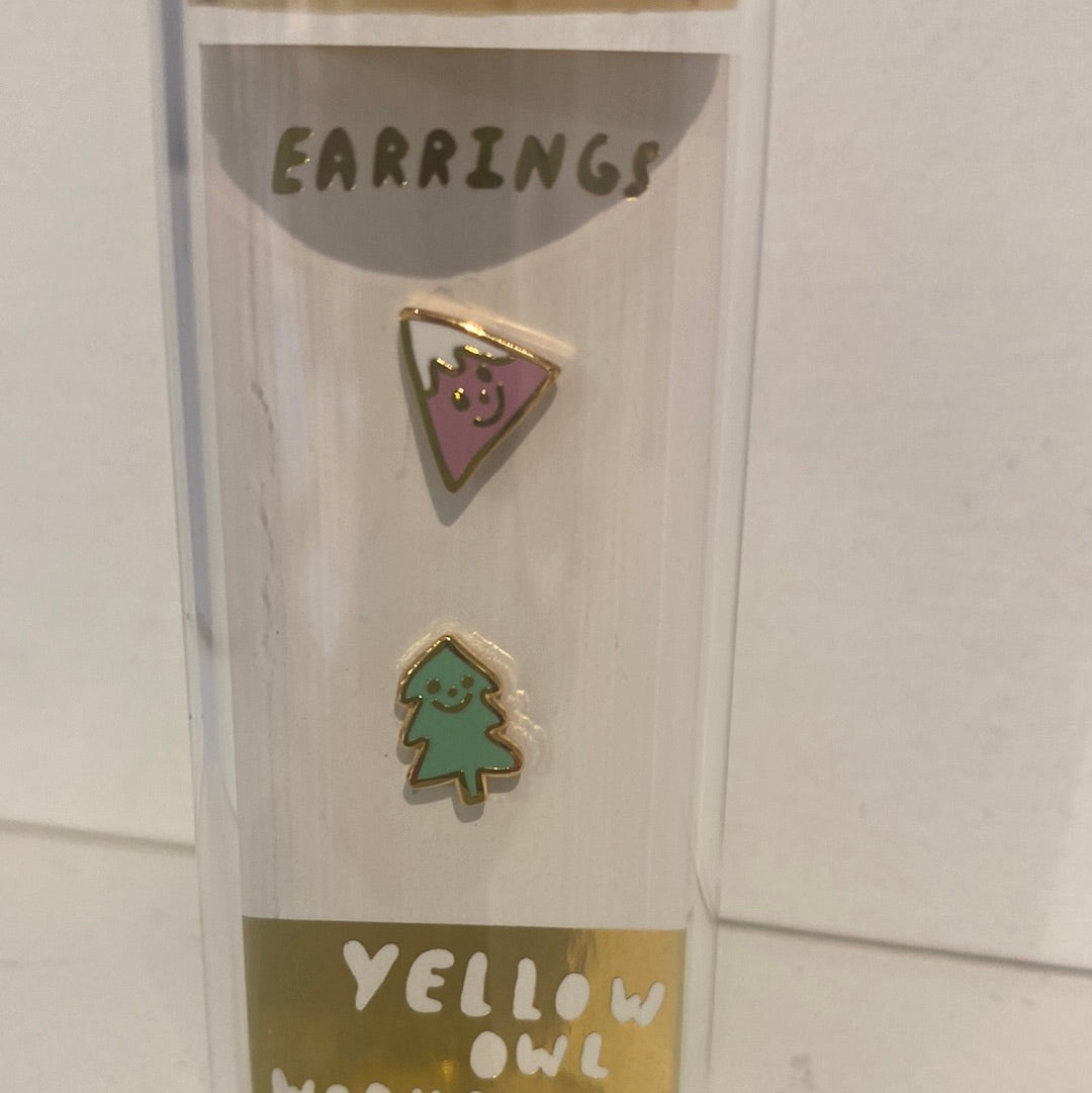 Yellow Owl Earrings studs