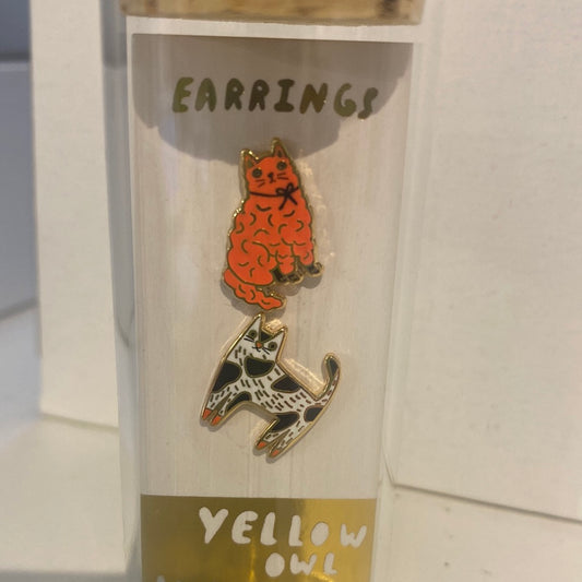 Yellow Owl Earrings studs