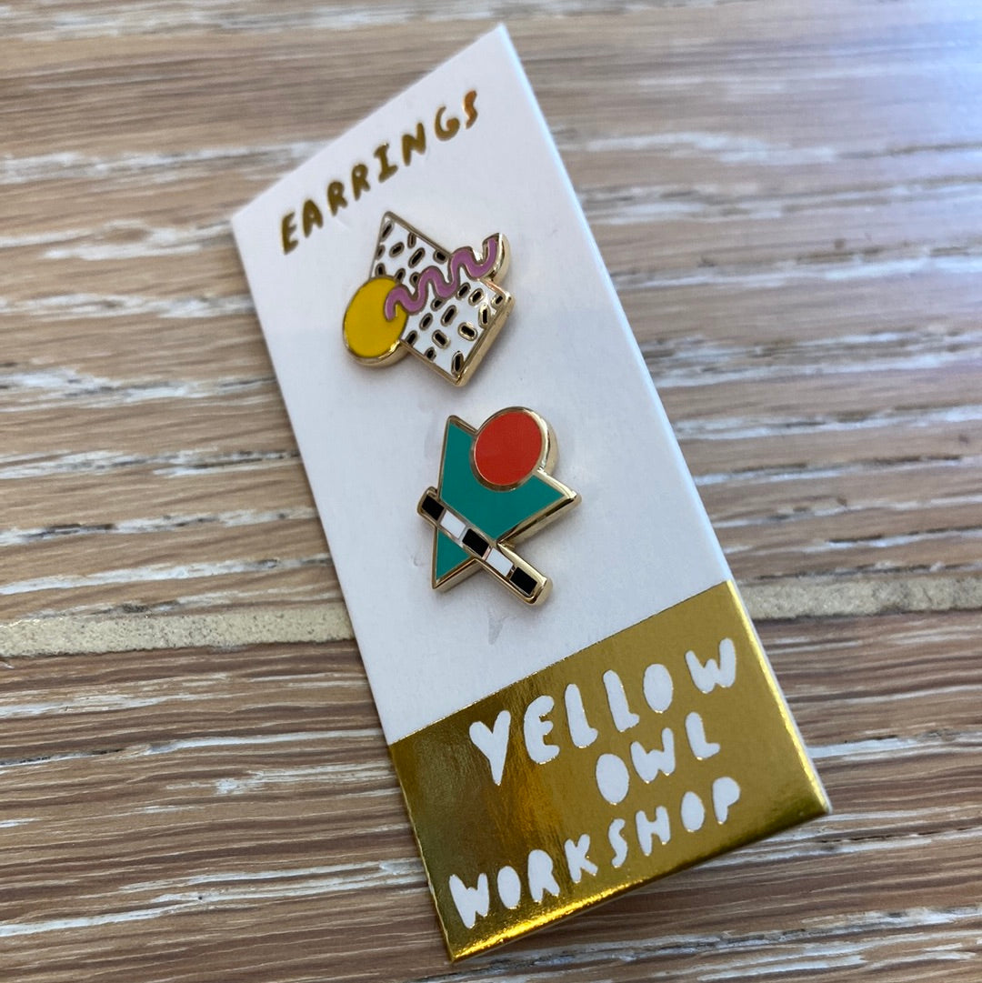 Yellow Owl Earrings studs