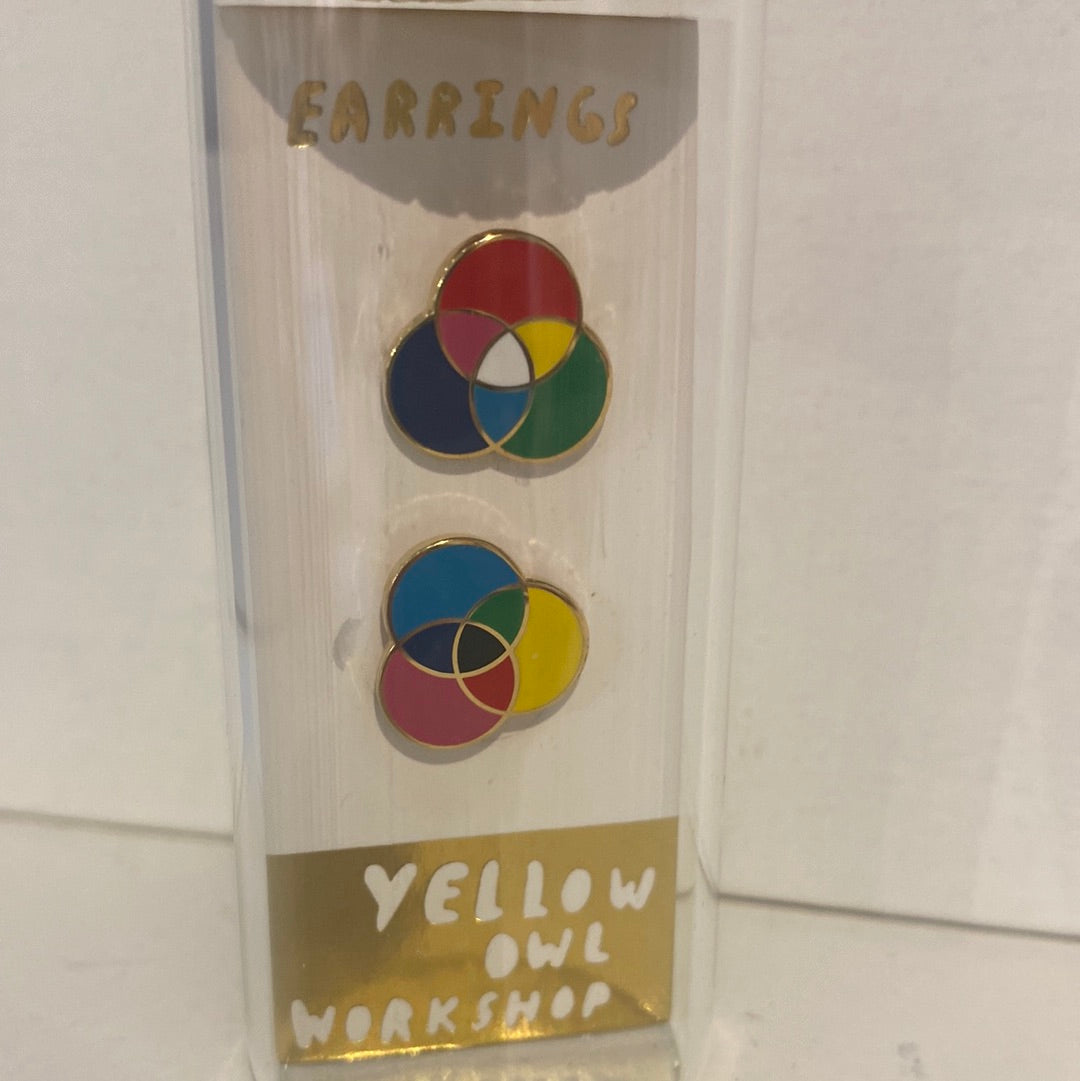 Yellow Owl Earrings studs