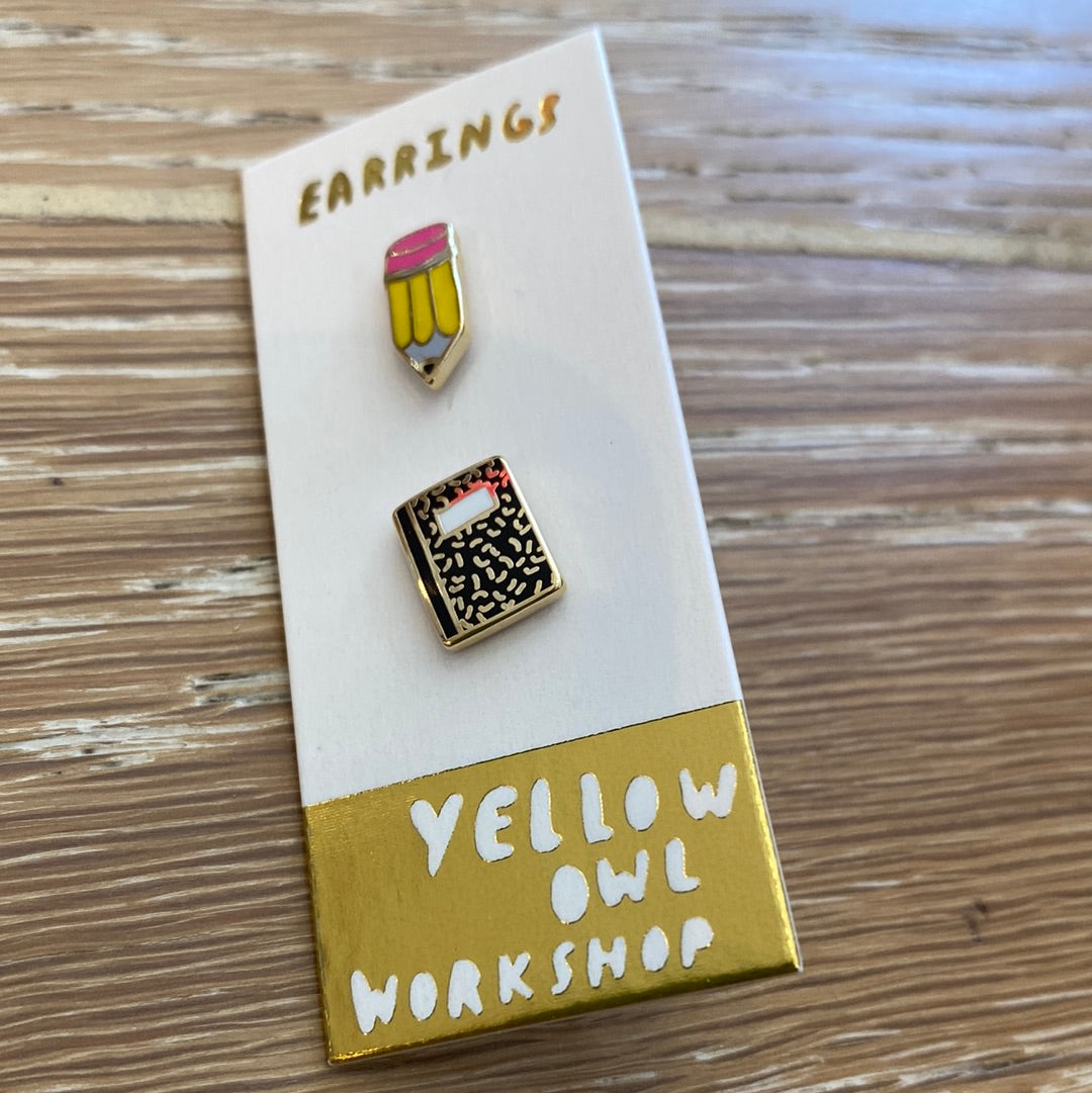 Yellow Owl Earrings studs
