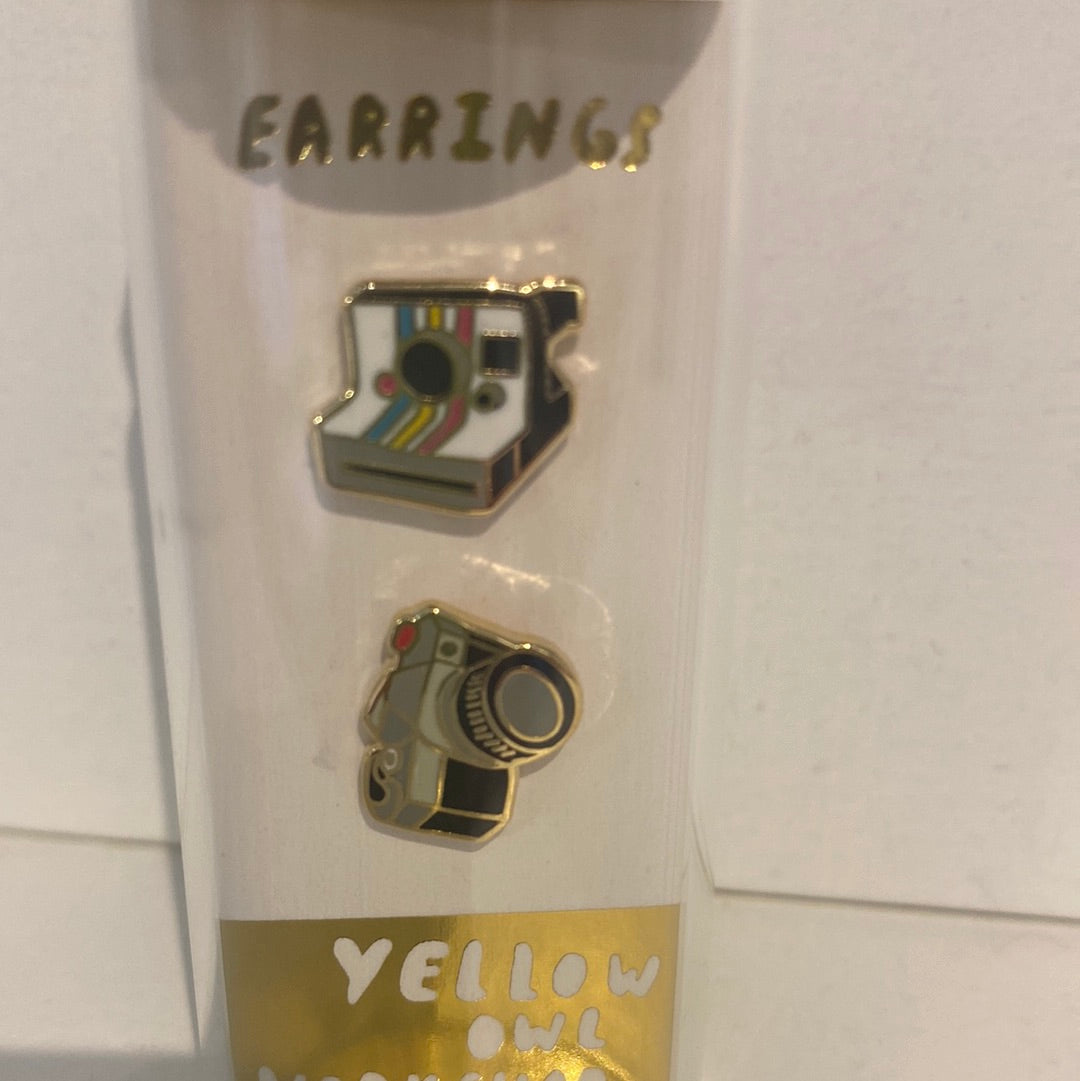 Yellow Owl Earrings studs