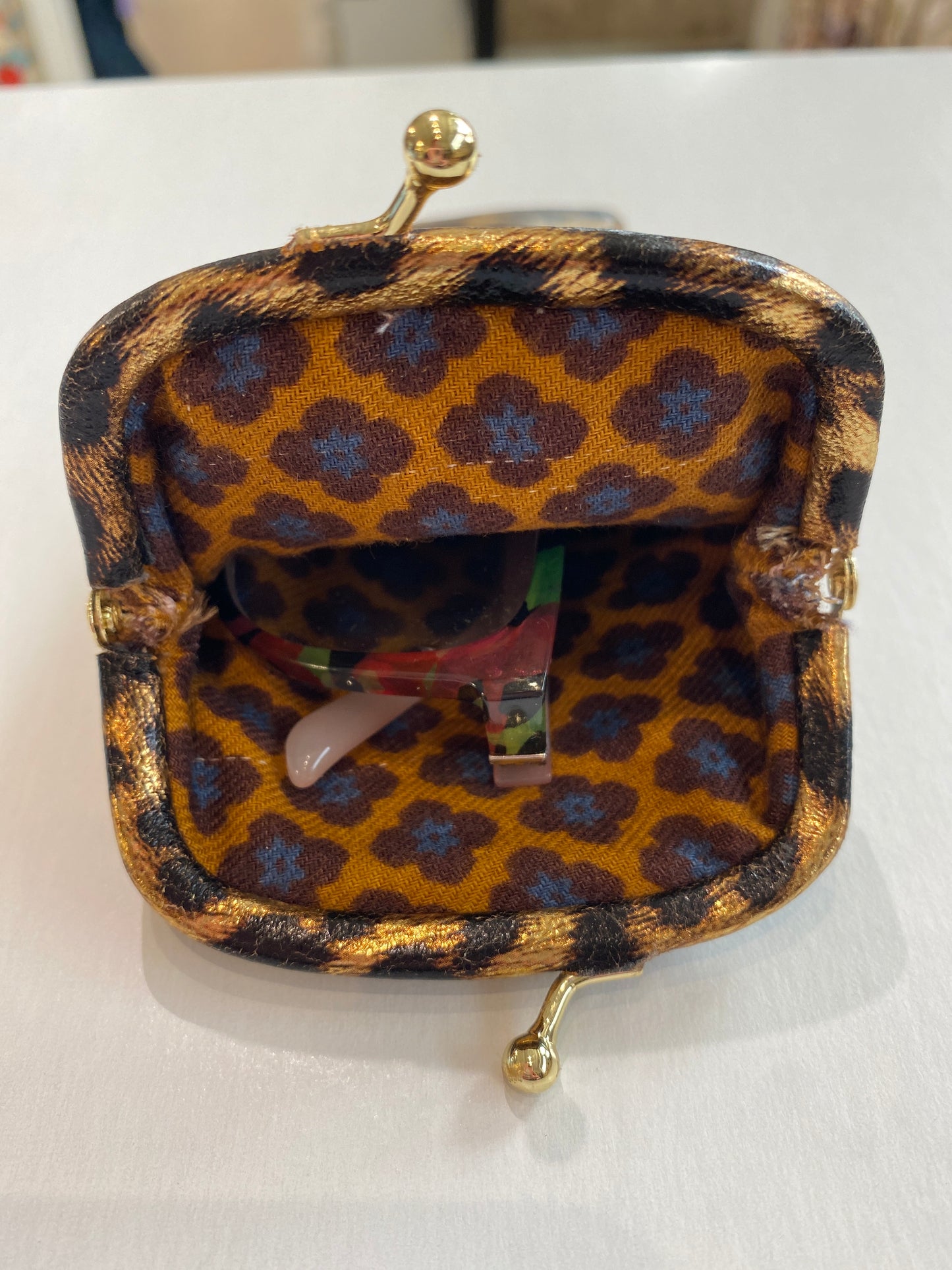 Leather Glasses Case with Retro Clasp Leopard