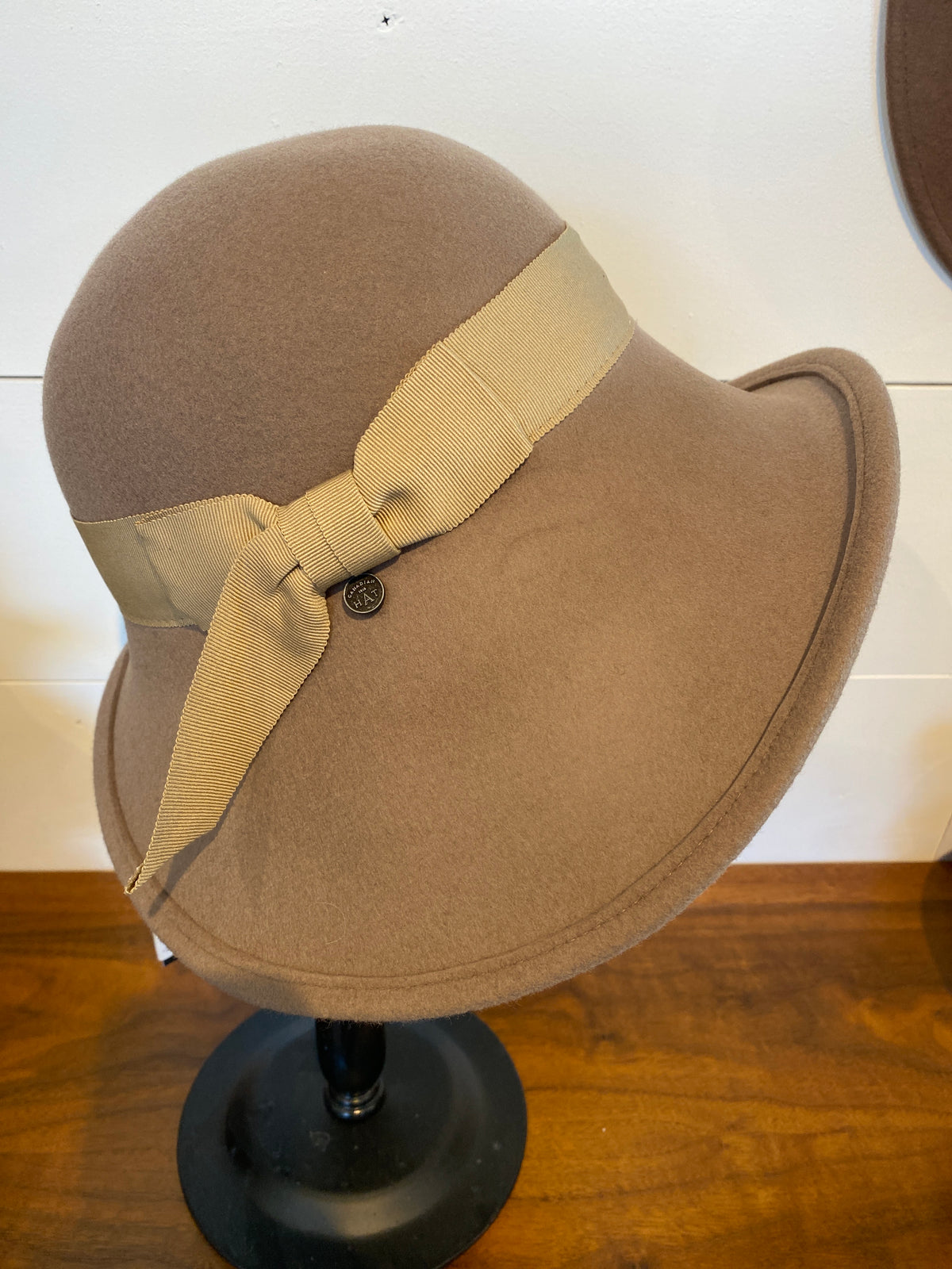 Rose Large Wool Cloche Hat with Bow