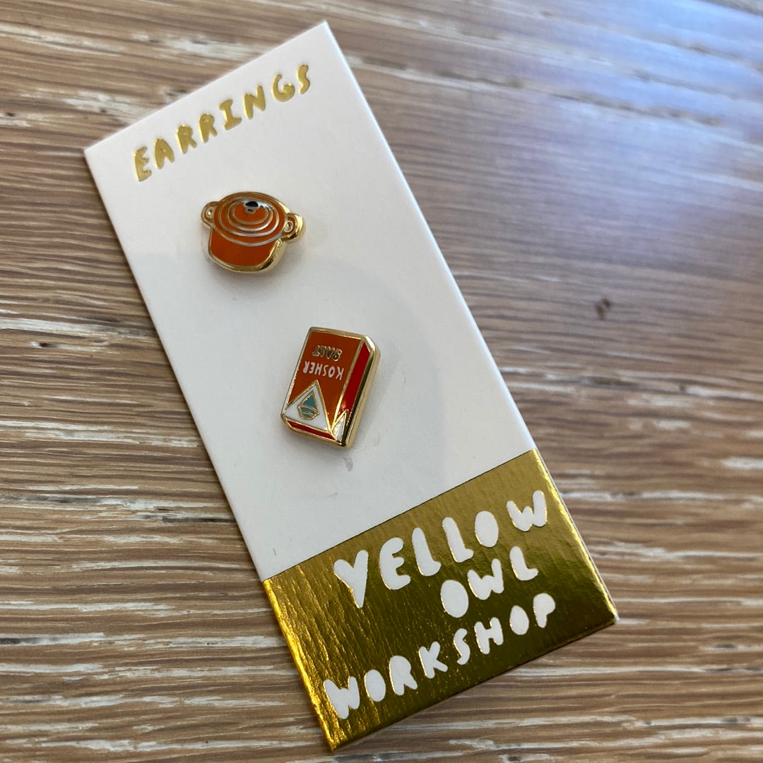 Yellow Owl Earrings studs