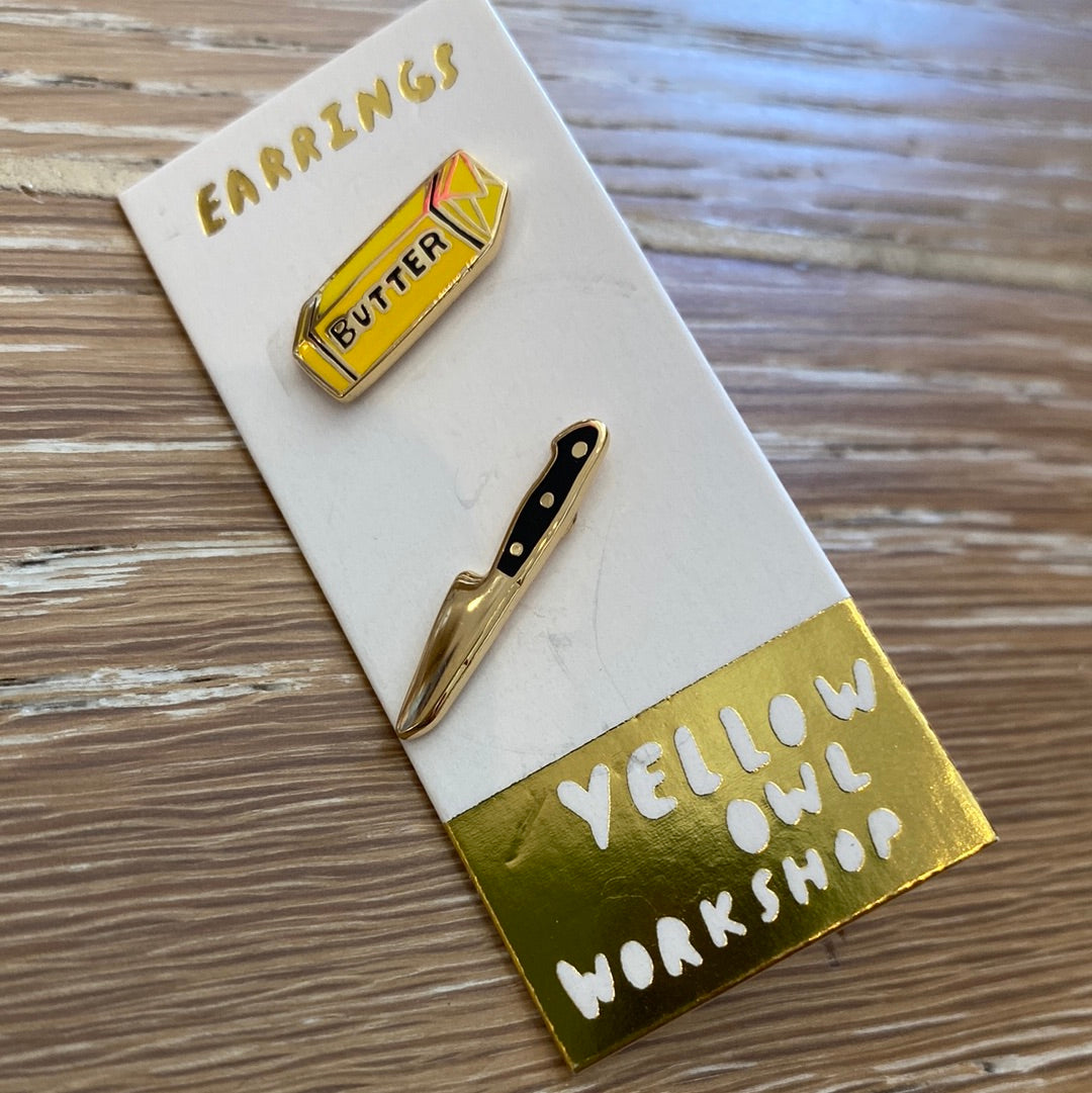 Yellow Owl Earrings studs