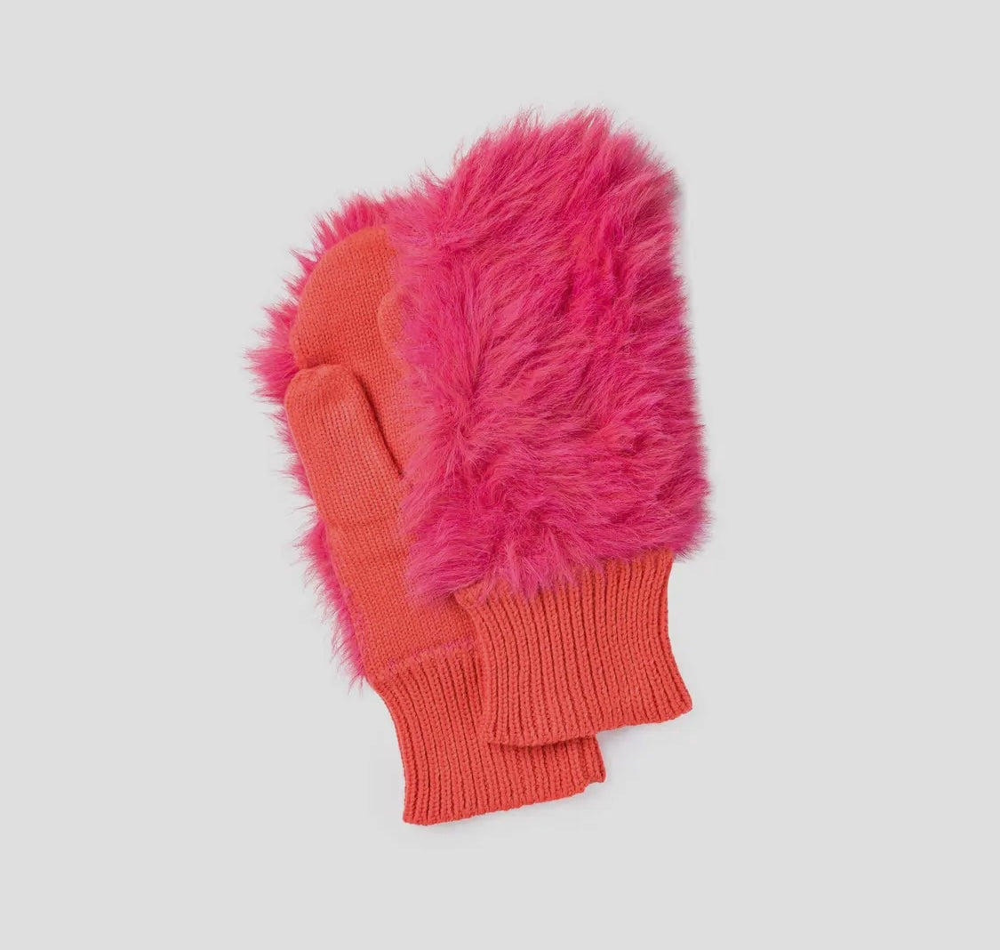Faux Fur Knit Mittens