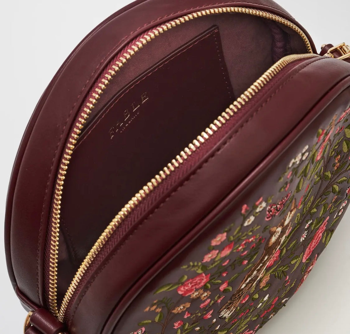 Fable Owl Chloe Circle Bag in Burgundy
