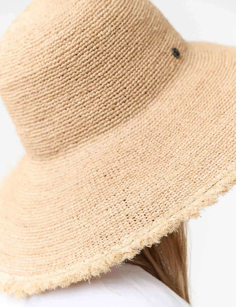 Large Cloche Hat with Frayed Brim