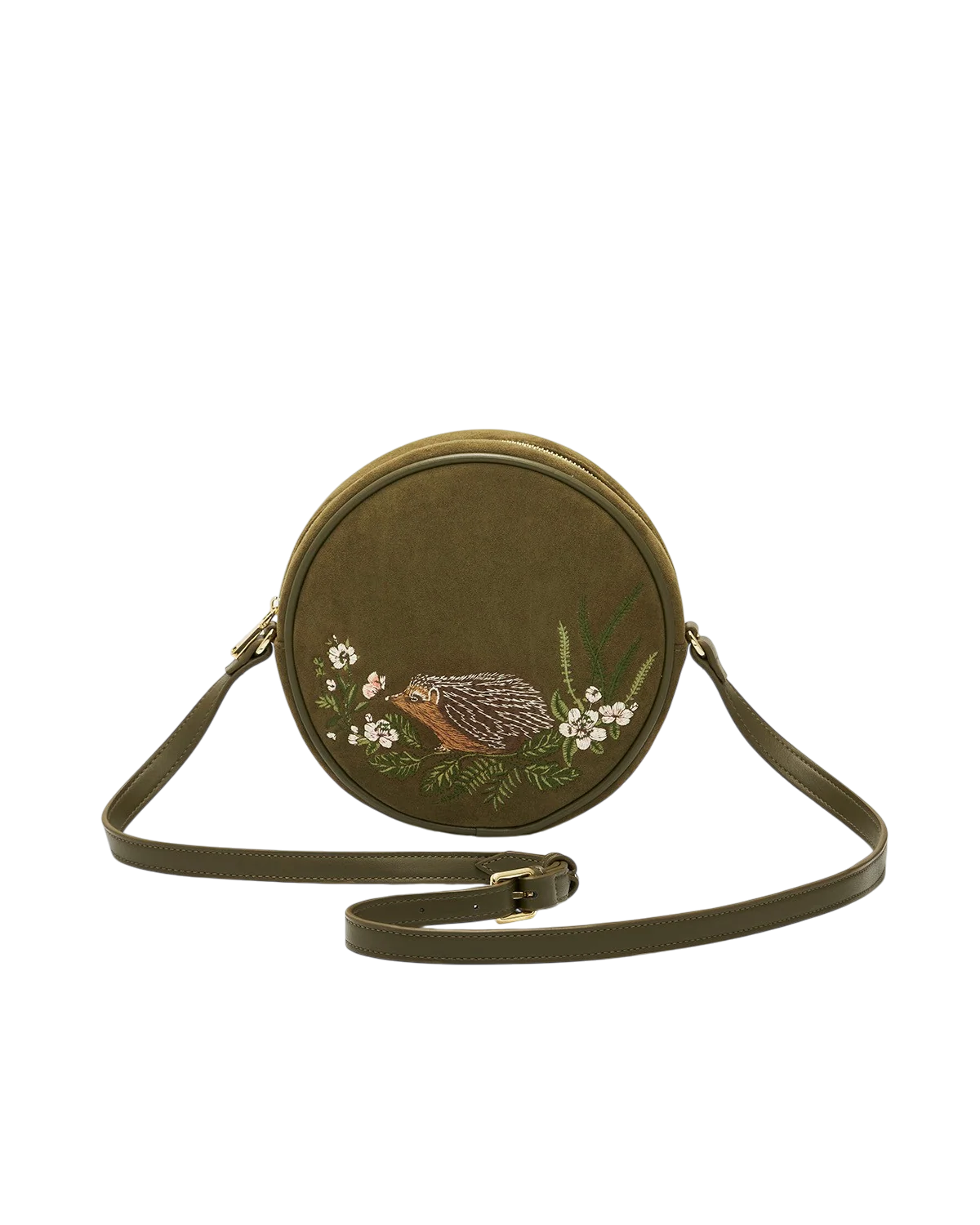 Fable Hedgehog Chloe Circle Bag in Khaki Suede