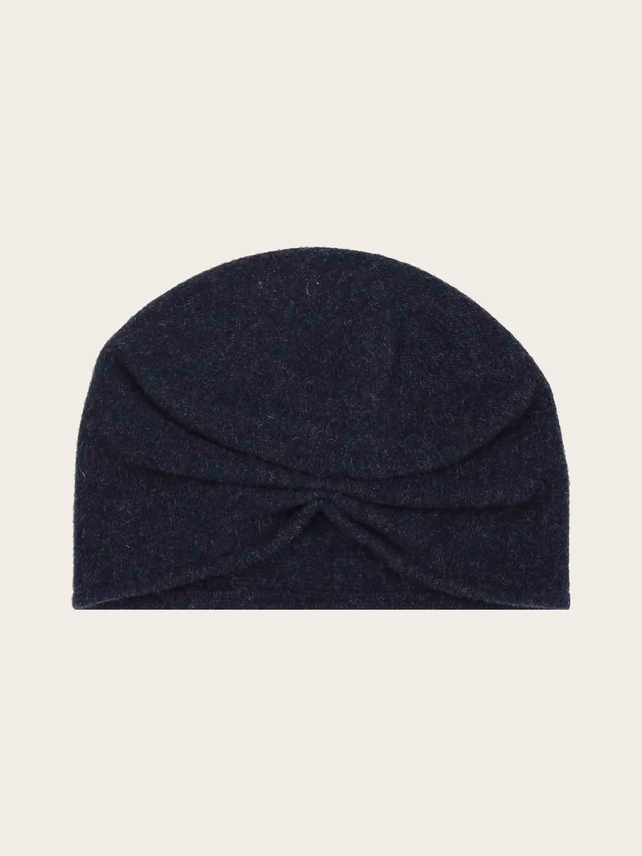 Loevenich Wool Beanie with Folded Back in Dark Navy