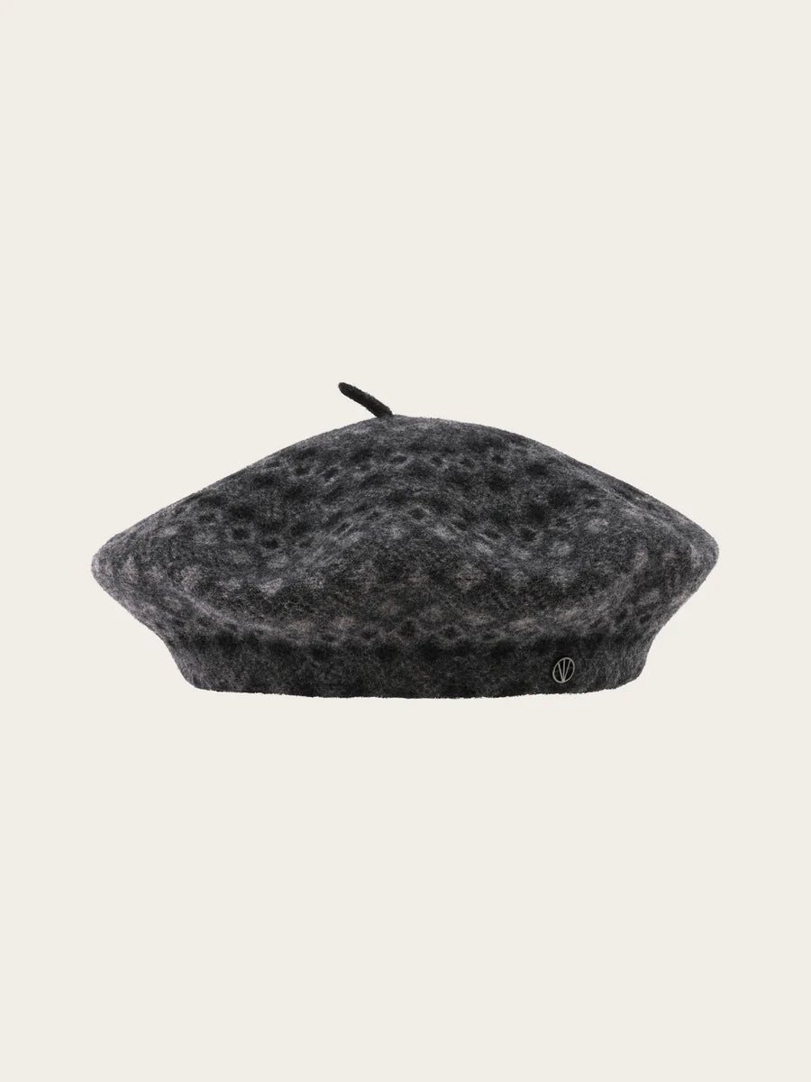 Jacquard Pattern Wool Beret Multicolour Grey