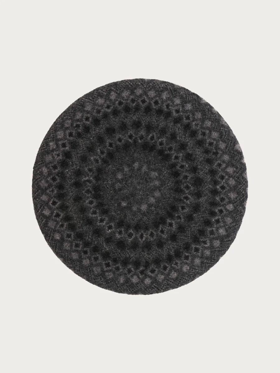 Jacquard Pattern Wool Beret Multicolour Grey