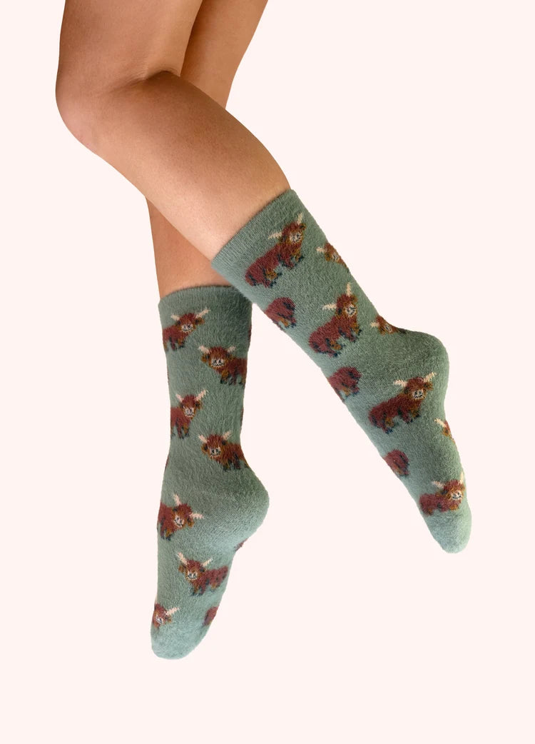 Highland Cow Fuzzy Sock