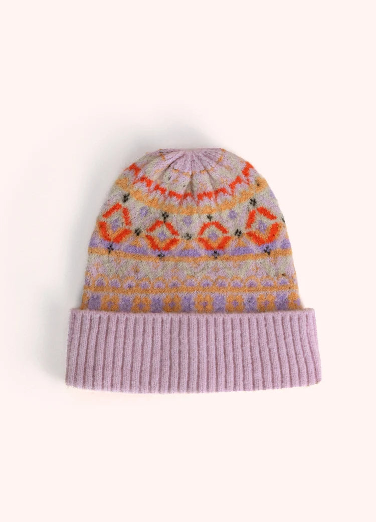 Fair Isle Beanie in Cream Mix