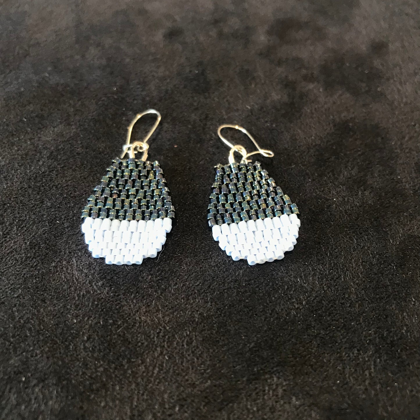 Periwinkle + Black Half Circle Earrings