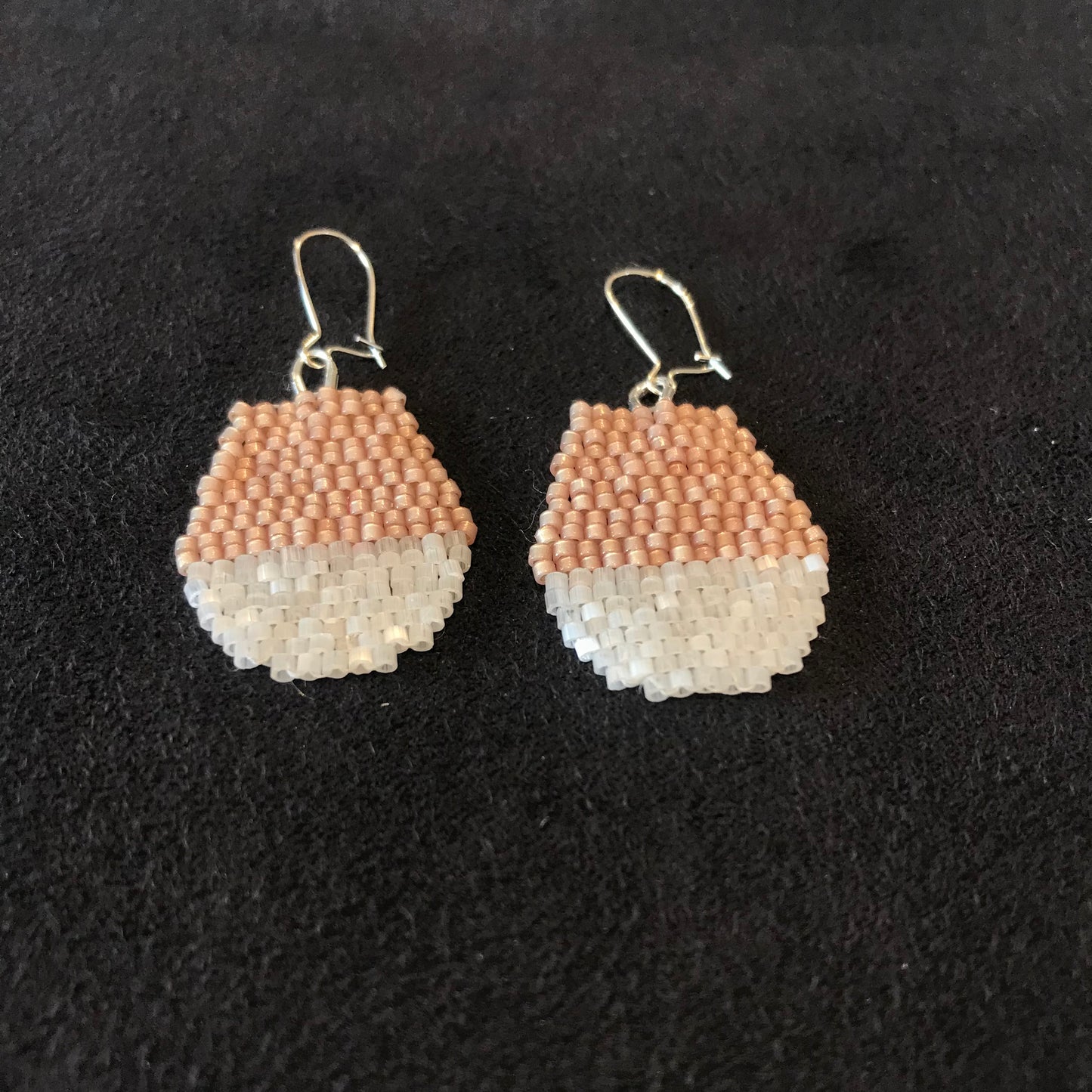 White + Champagne Half Circle Earrings