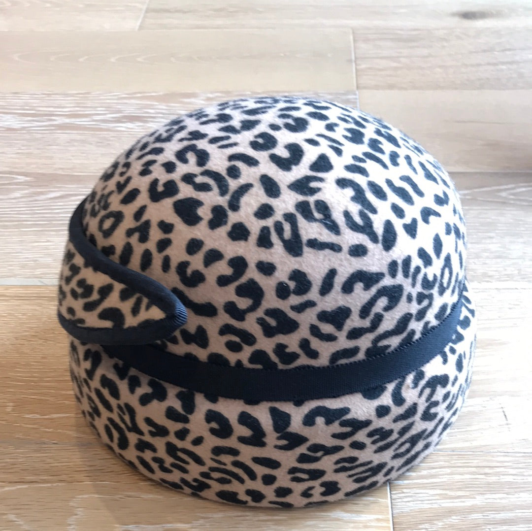 Leopard Wool Felt "Audrey" Cap