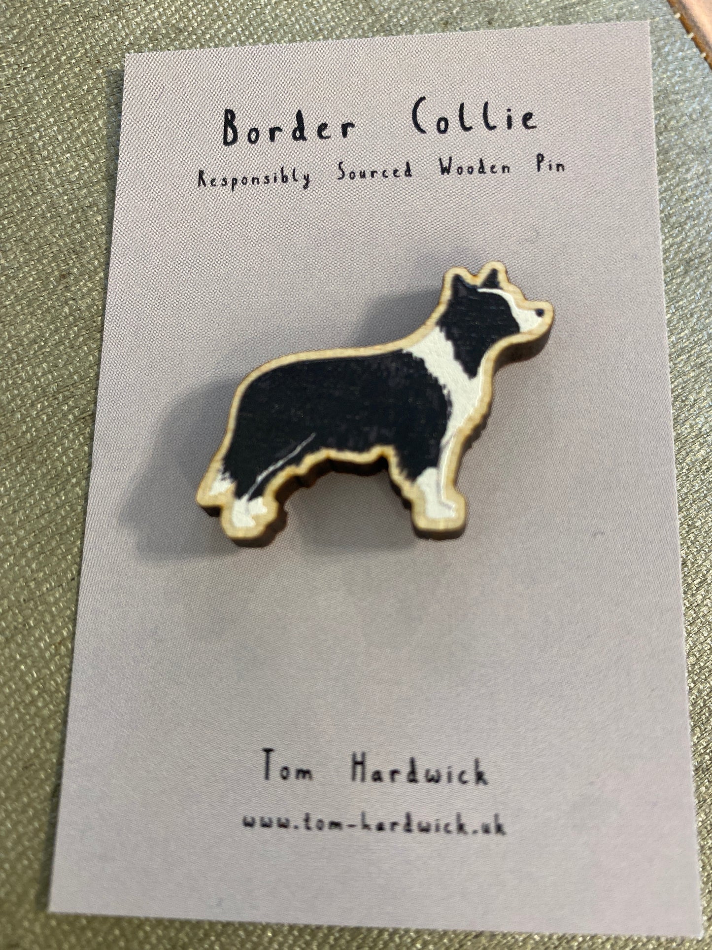 Border Collie Wooden Pin
