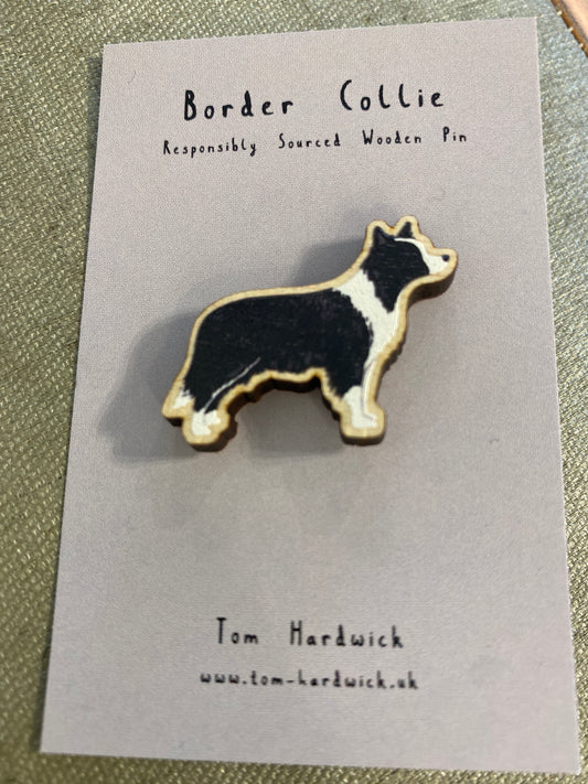 Border Collie Wooden Pin