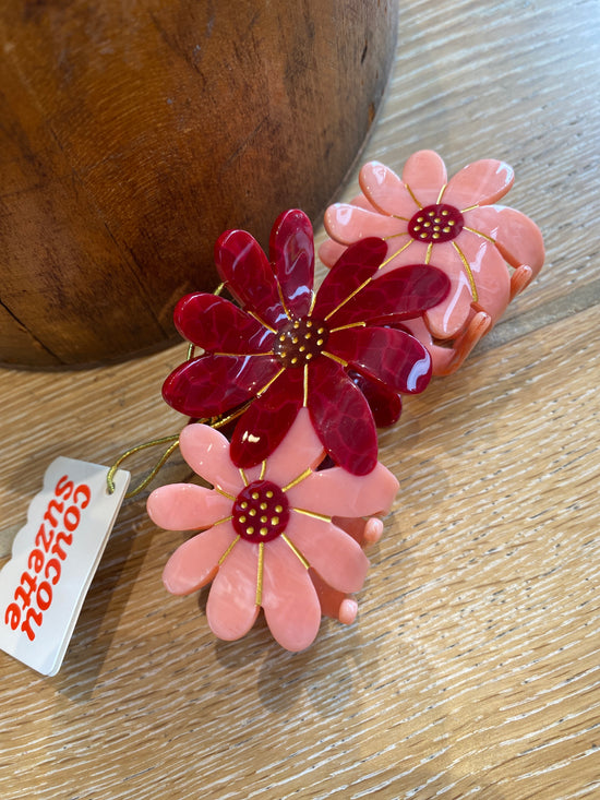 Large Pink Flowers Hair Claw