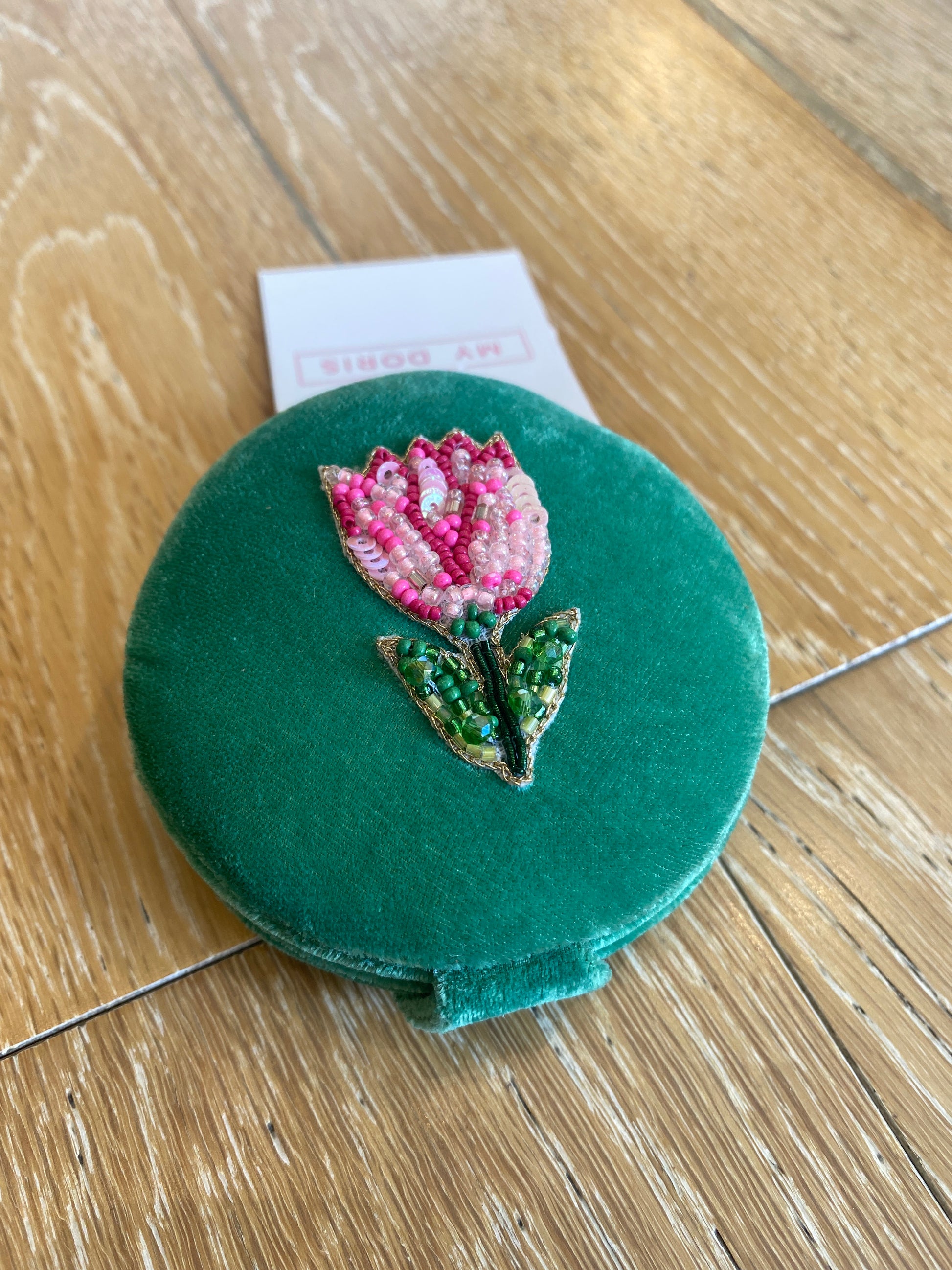 Pink Tulip Compact Mirror