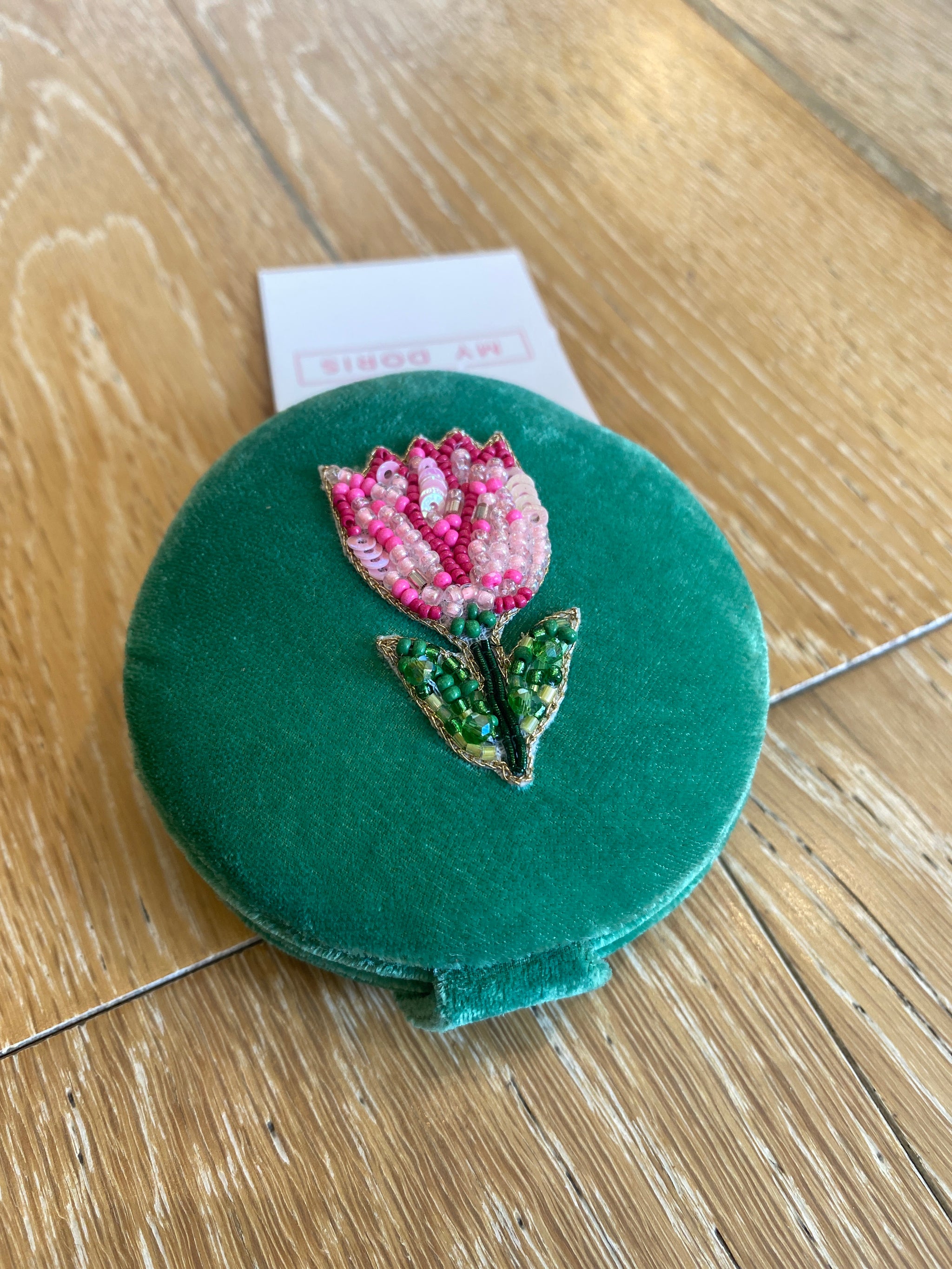 Pink Tulip Compact Mirror