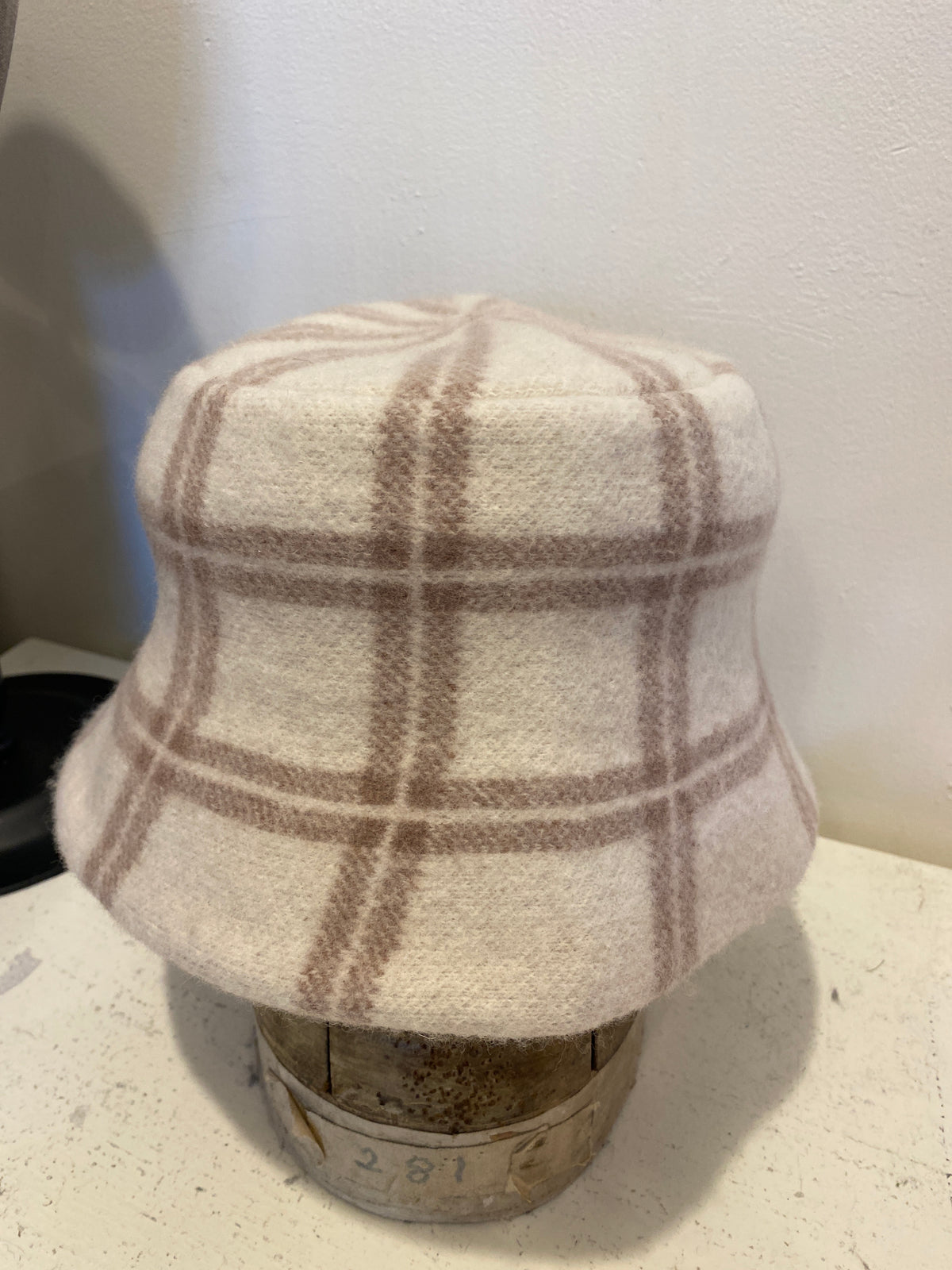 Wool Bucket Hat Ivory Plaid