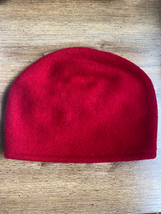 Loevenich Wool Beanie with Folded Back in Red