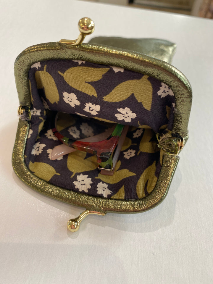 Leather Glasses Case with Retro Clasp Persimmon