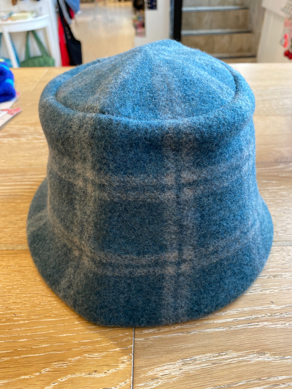 Wool Bucket Hat Teal Plaid