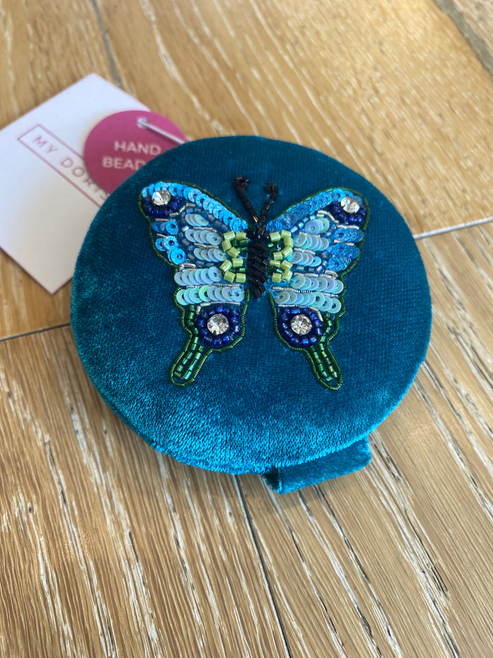 Blue Butterfly Compact Mirror