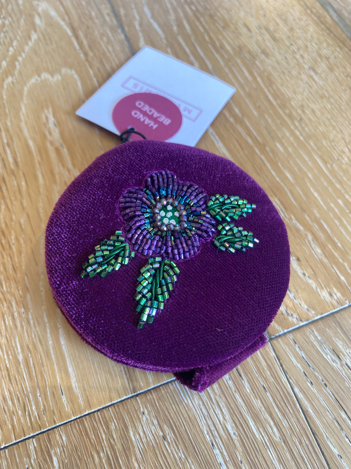 Purple Flower Compact Mirror