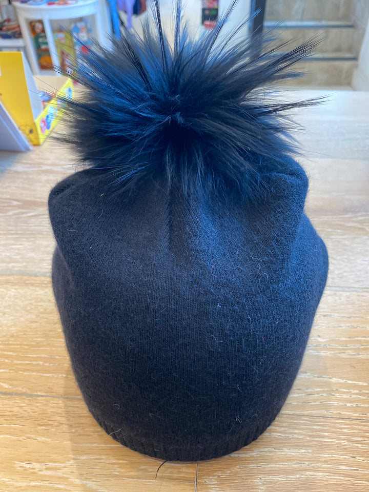 Evelyn Beanie with Real Fur Pom Pom