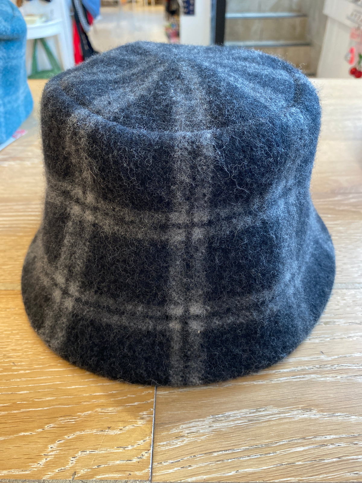 Wool Bucket Hat Black Plaid