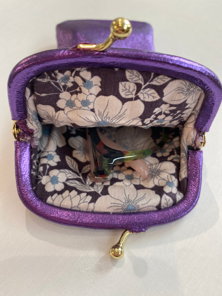 Leather Glasses Case with Retro Clasp Violet