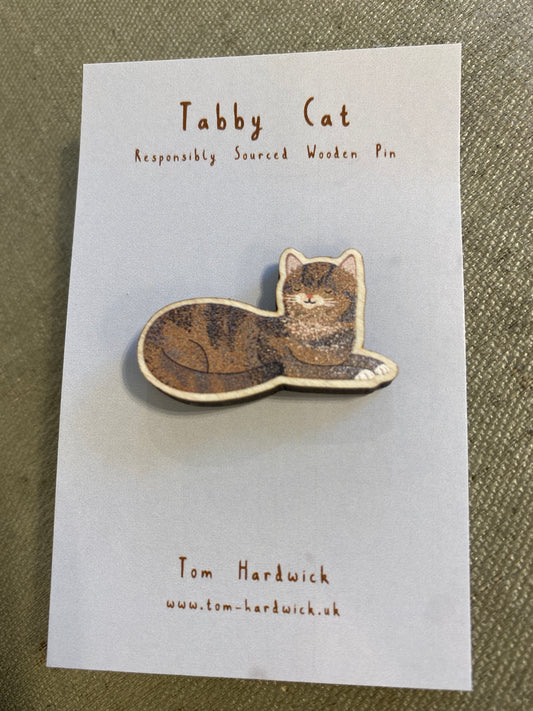 Tabby Cat Wooden Pin