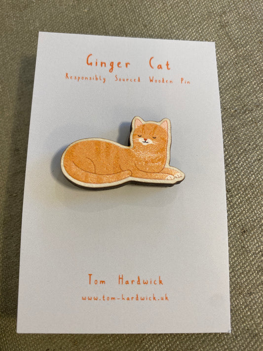 Ginger Cat Wooden Pin