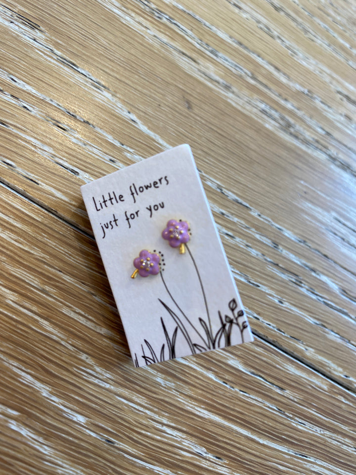 Little Flowers Just For You Purple Stud Earrings