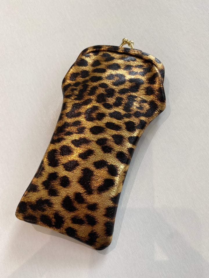 Leather Glasses Case with Retro Clasp Leopard