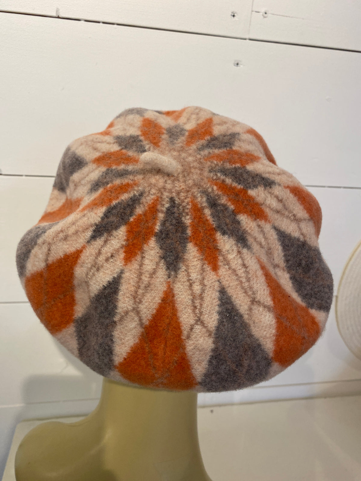 Plaid Beret Beige/Orange