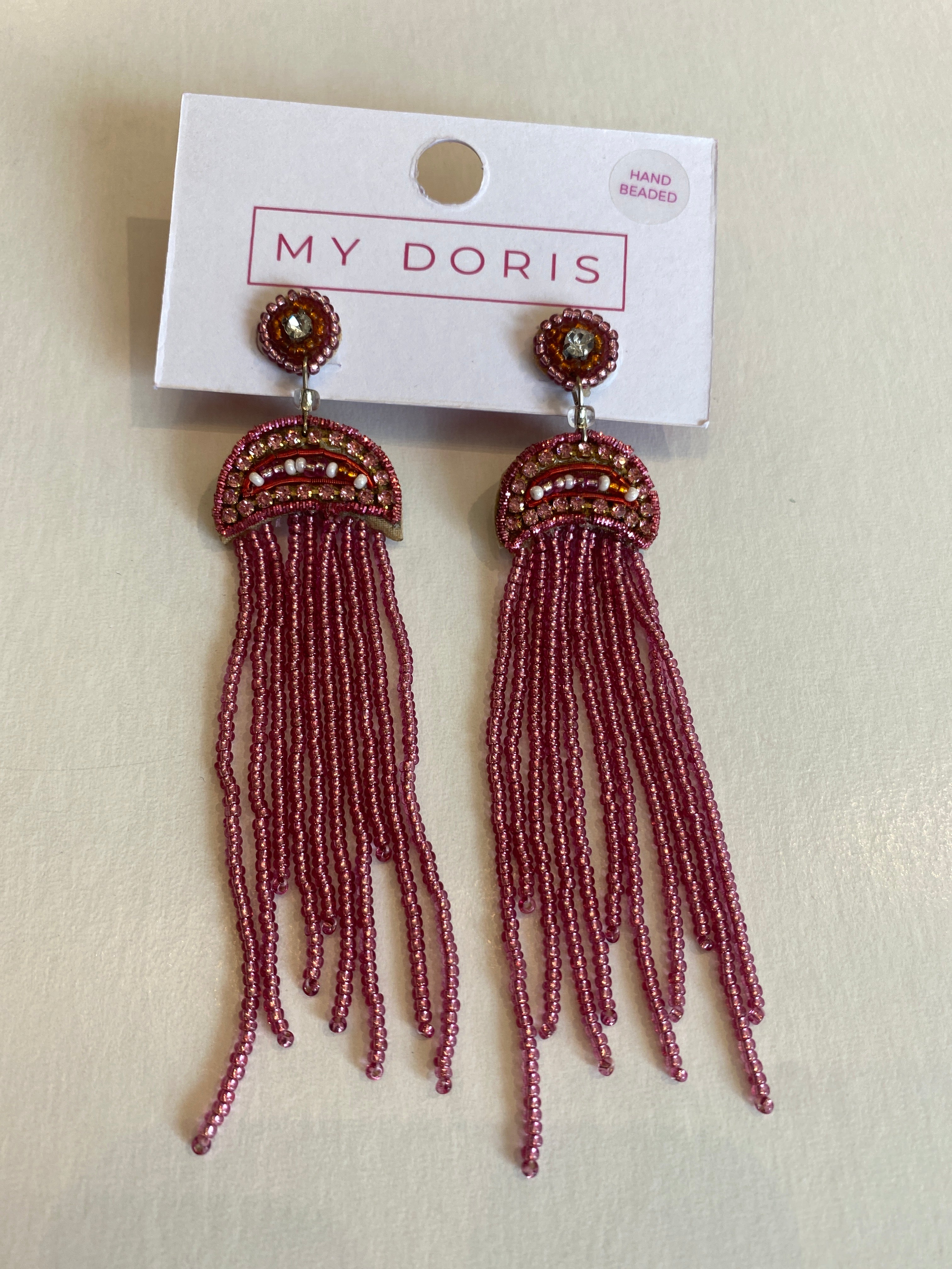 Beaded Pink Jellyfish Earrings