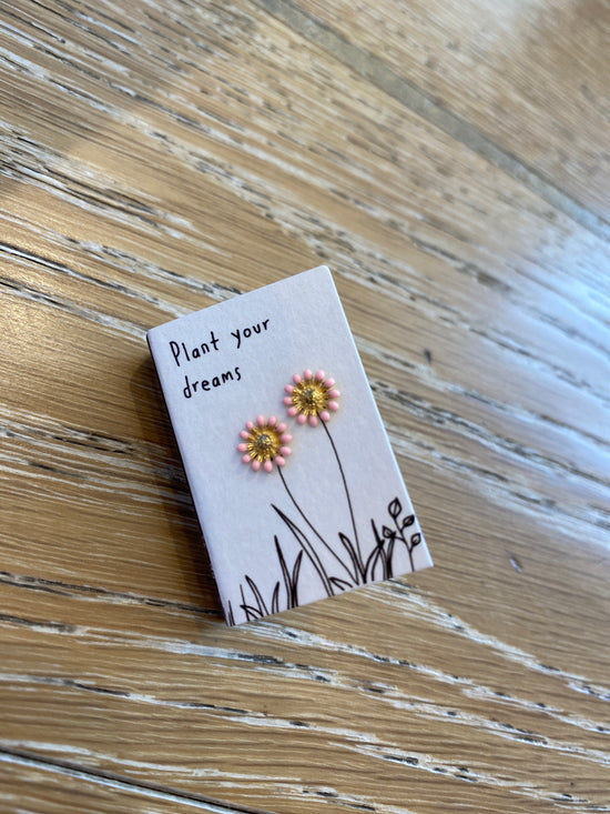 Plant Your Dreams Pink Daisy Stud Earrings