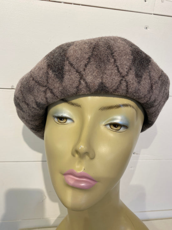 Plaid Beret Khaki/Dark Grey