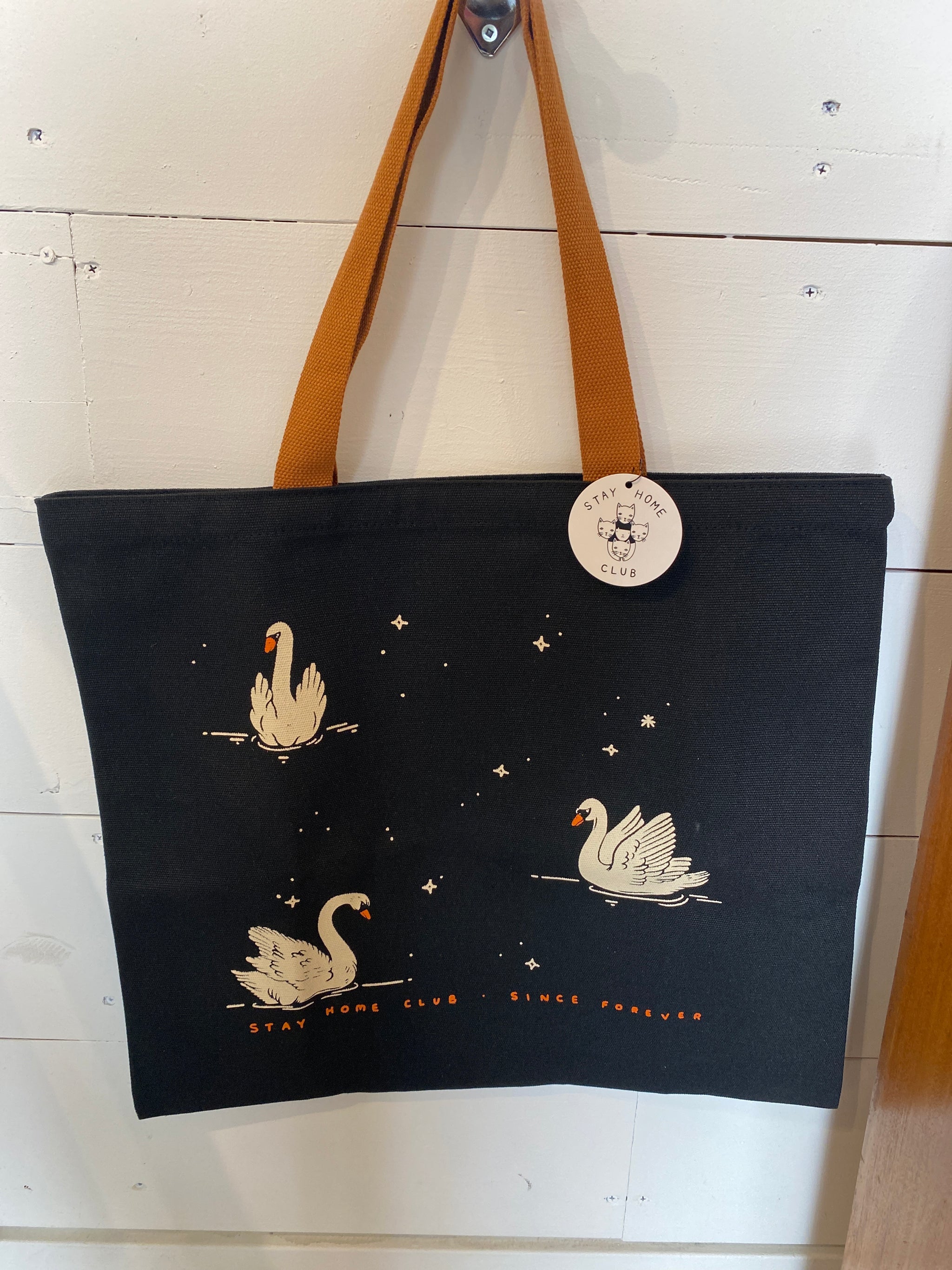 Night Swans Flat Tote
