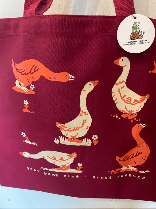 Flat Tote Goose Morning Maroon