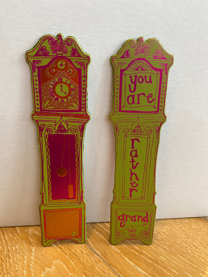 Grandfather Clock Leather Bookmark