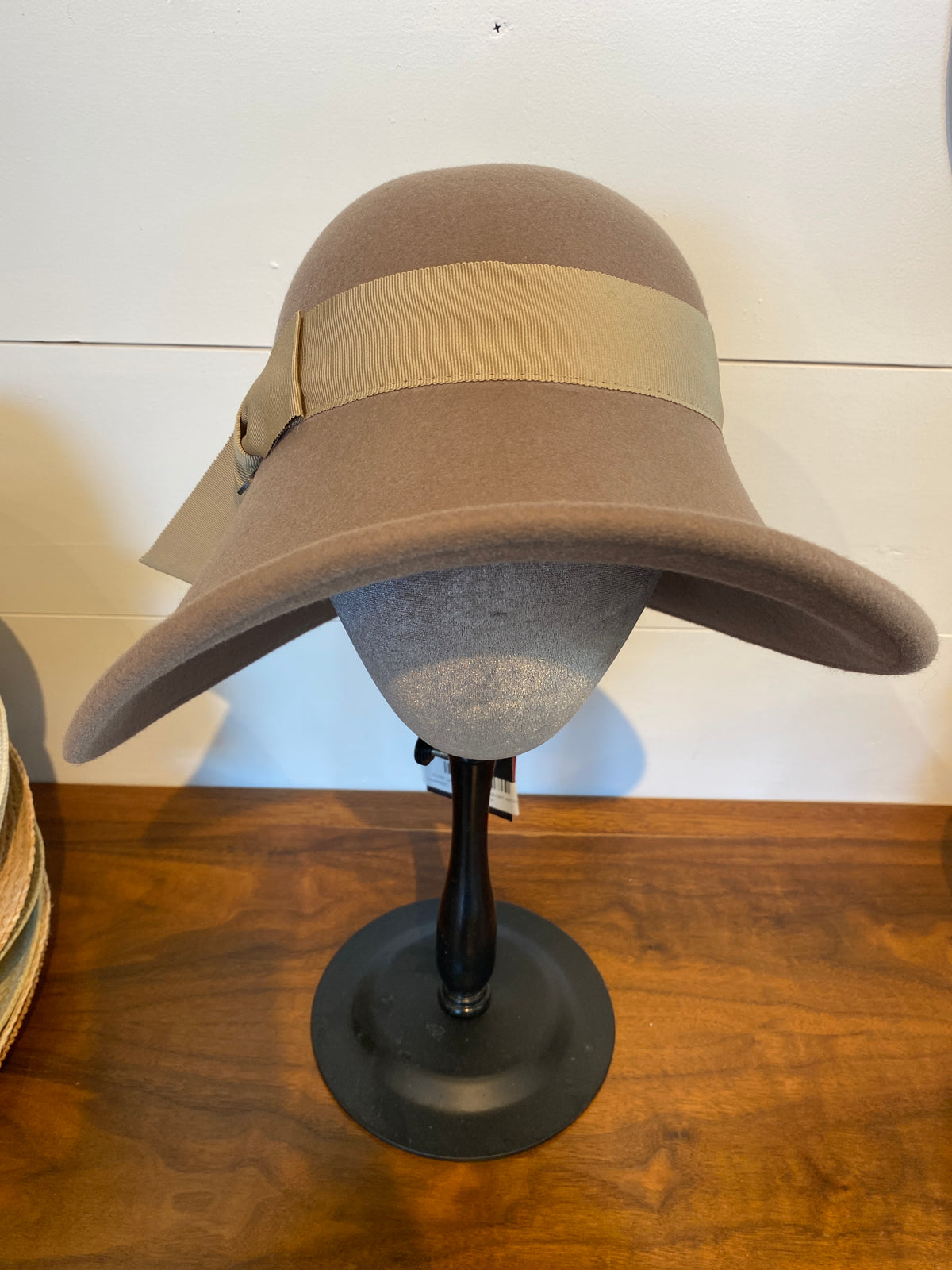 Rose Large Wool Cloche Hat with Bow