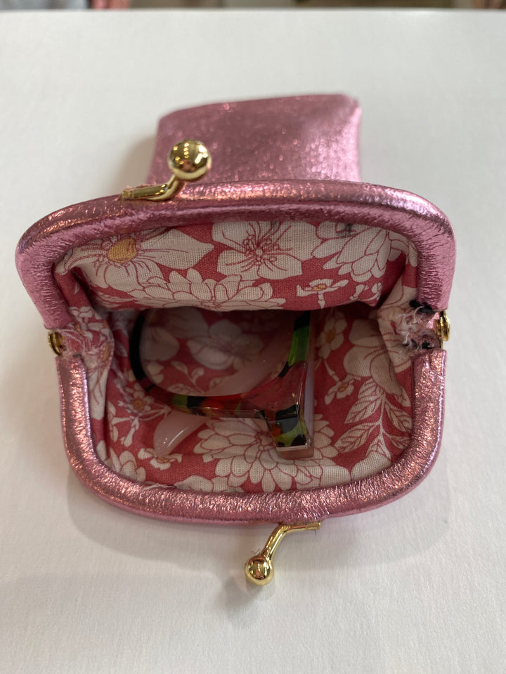 Leather Glasses Case with Retro Clasp Rose