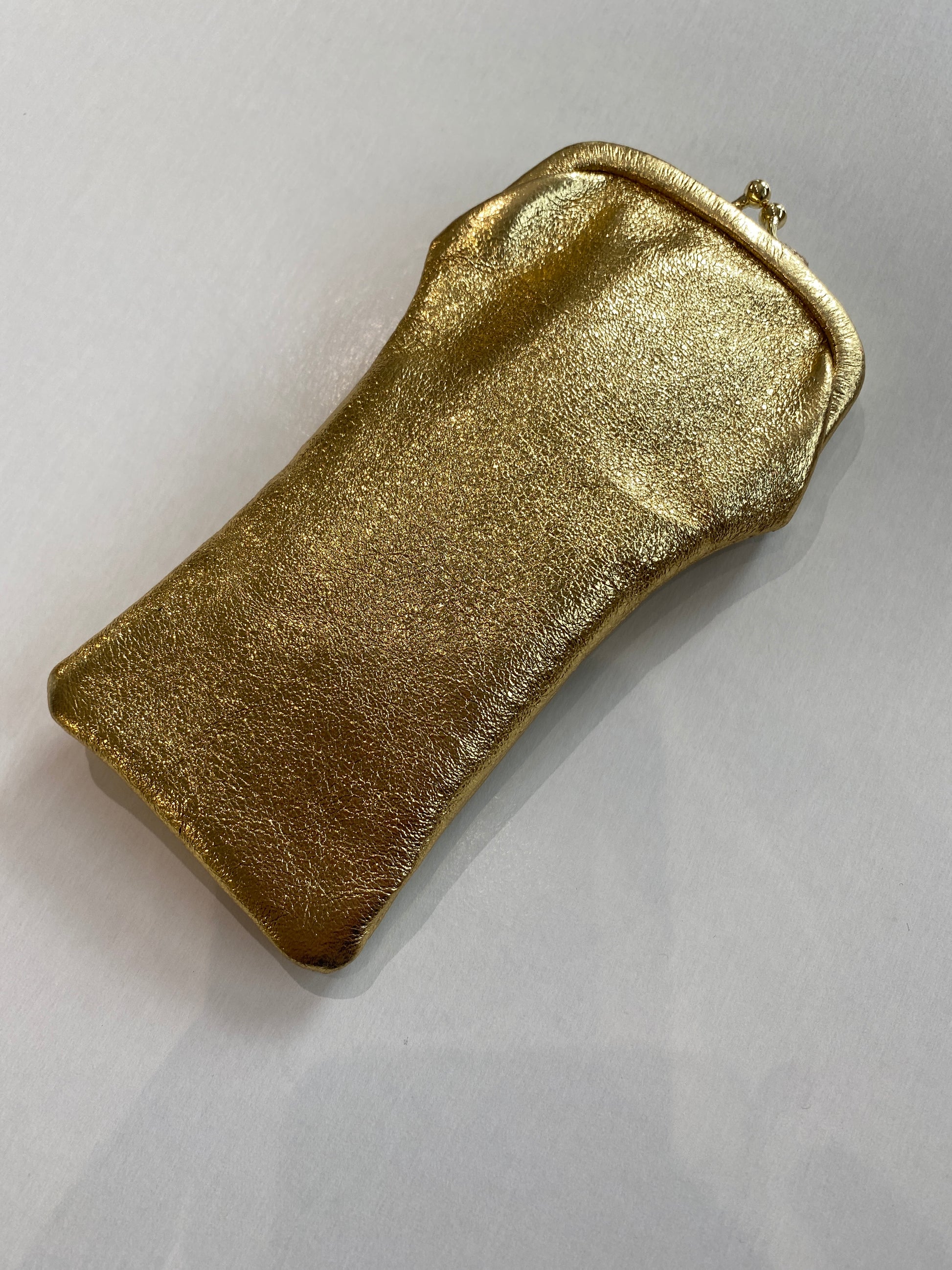 Leather Glasses Case with Retro Clasp Gold